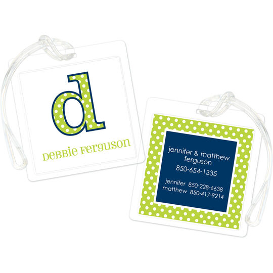 Chartreuse Big Dots Luggage Tags
